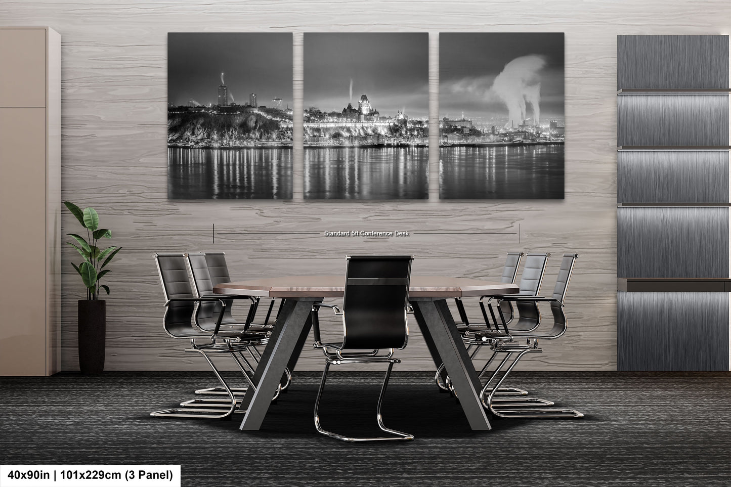 a black and white photo of a table and chairs