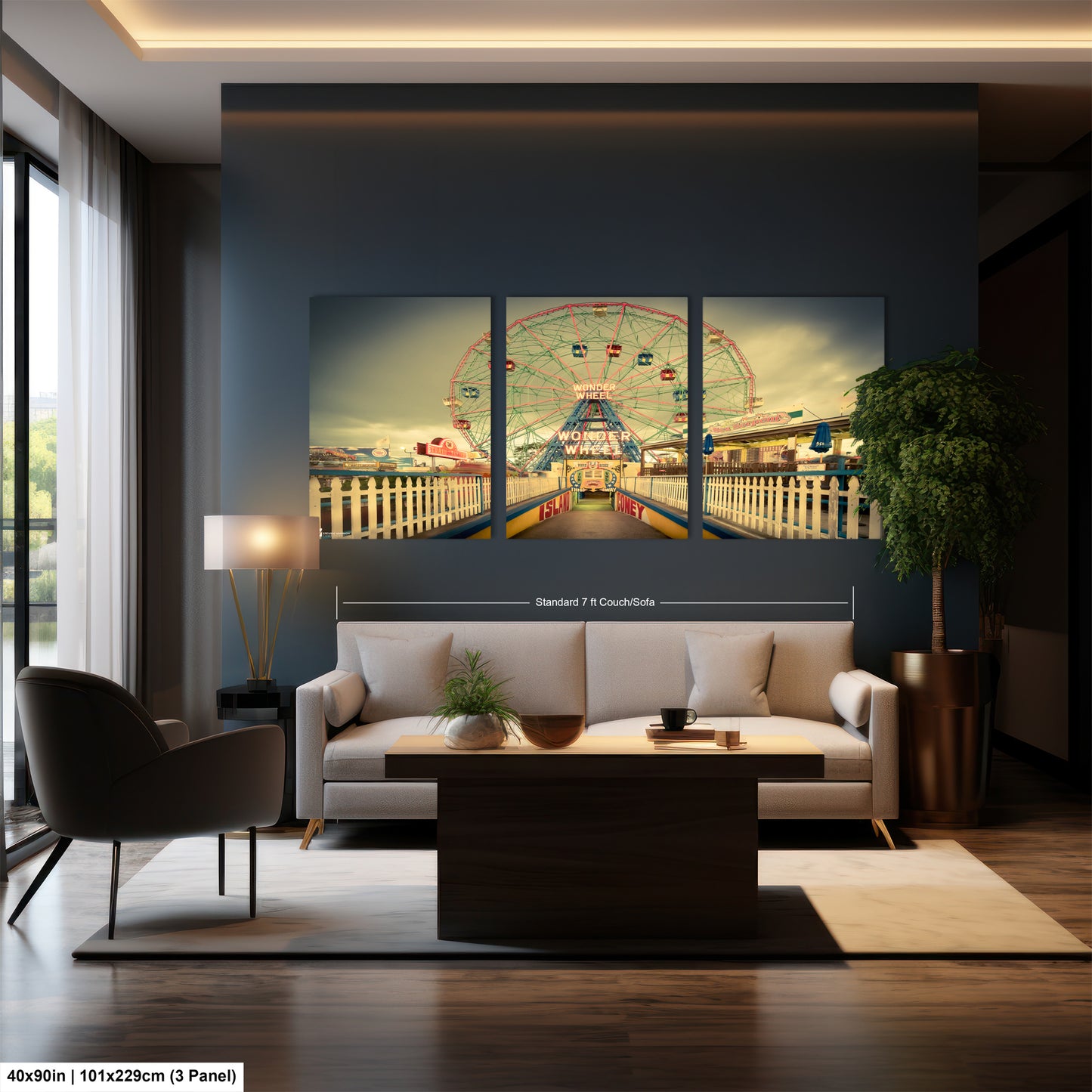 a living room filled with furniture and a painting
