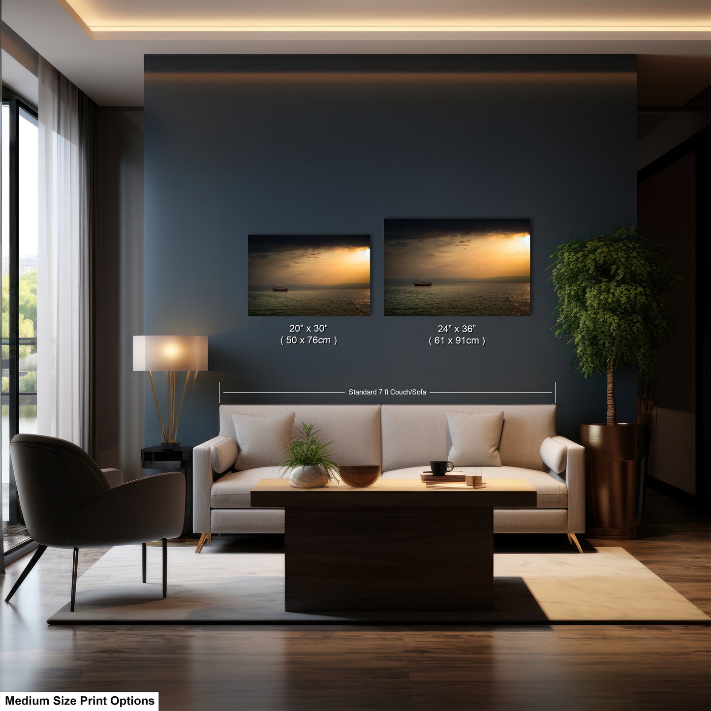 a living room filled with furniture and a large window