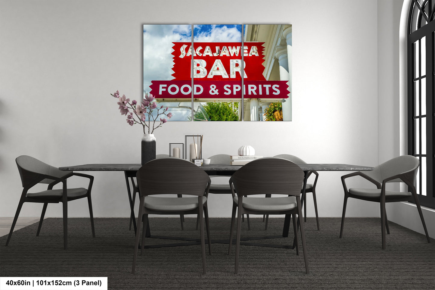 a picture of a restaurant sign hanging on a wall