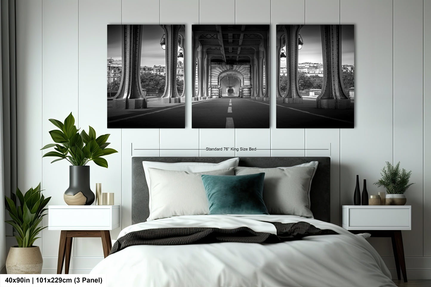 a black and white photo of a bedroom