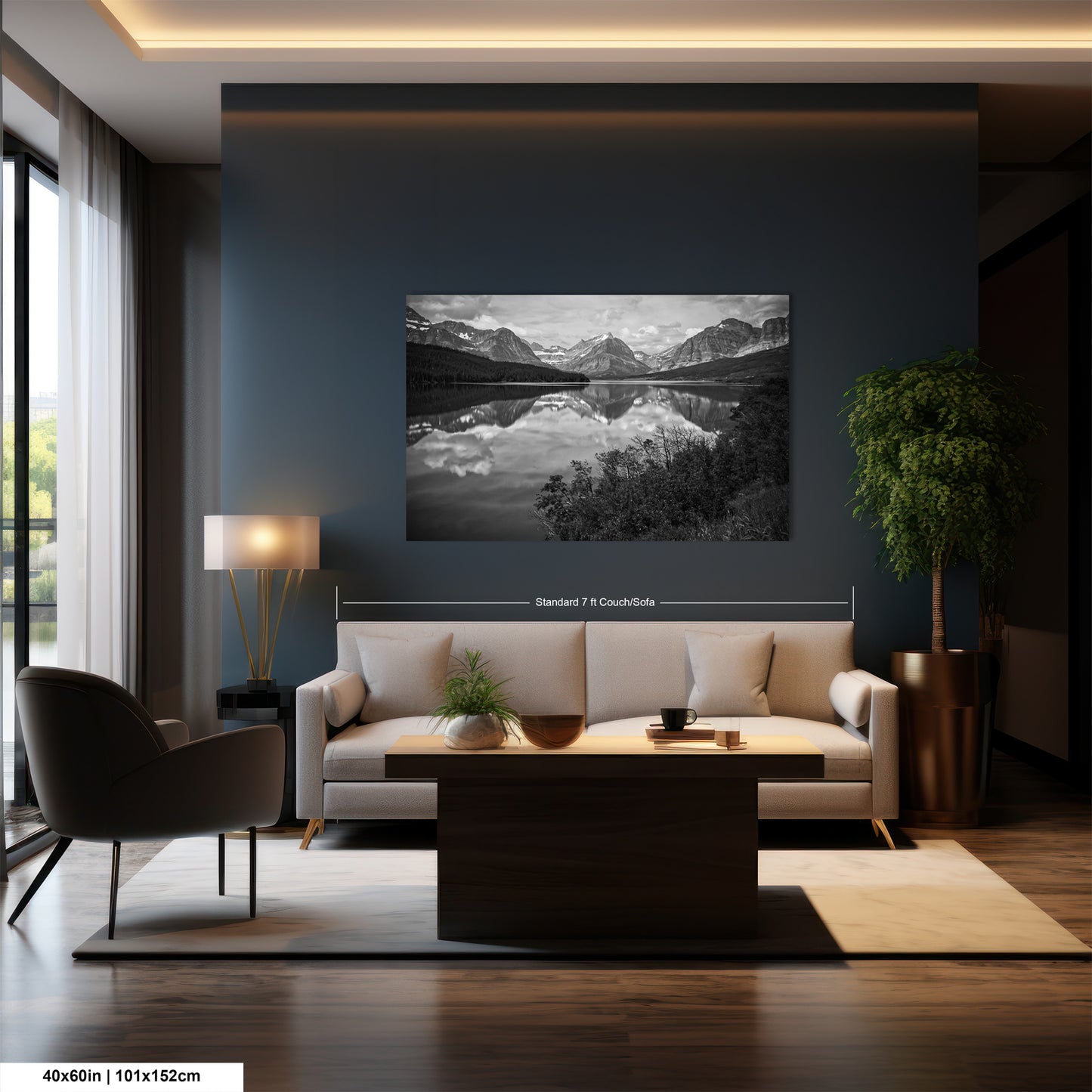 a black and white photo of a living room