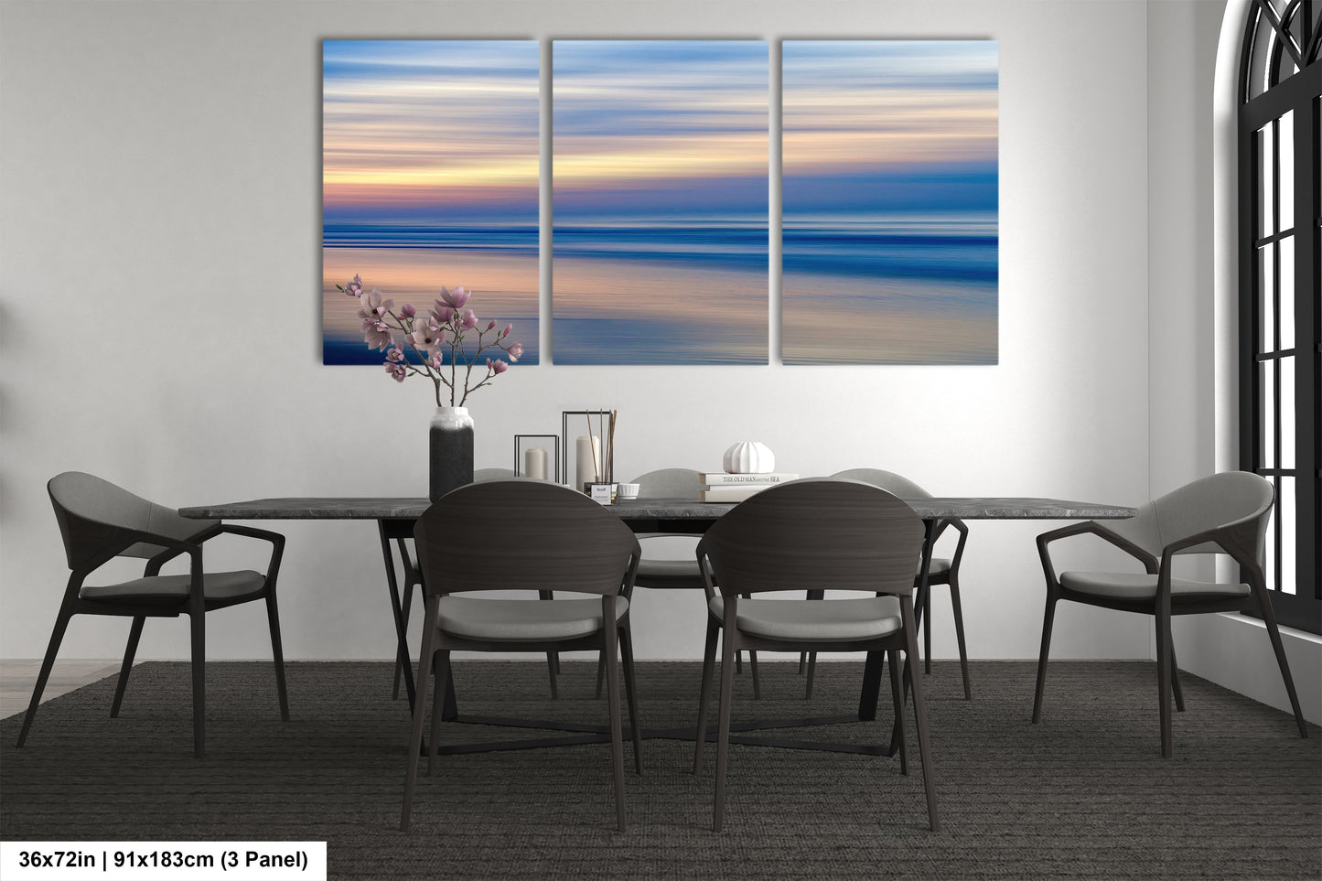 a dining room with a table and chairs