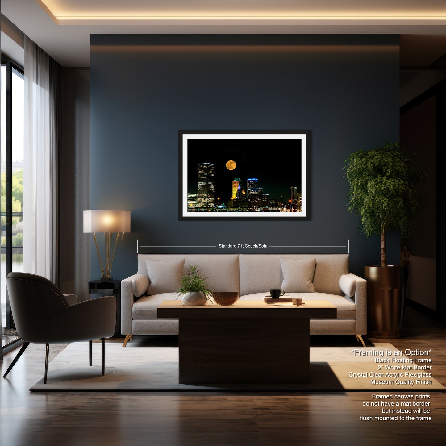 a living room filled with furniture and a painting on the wall