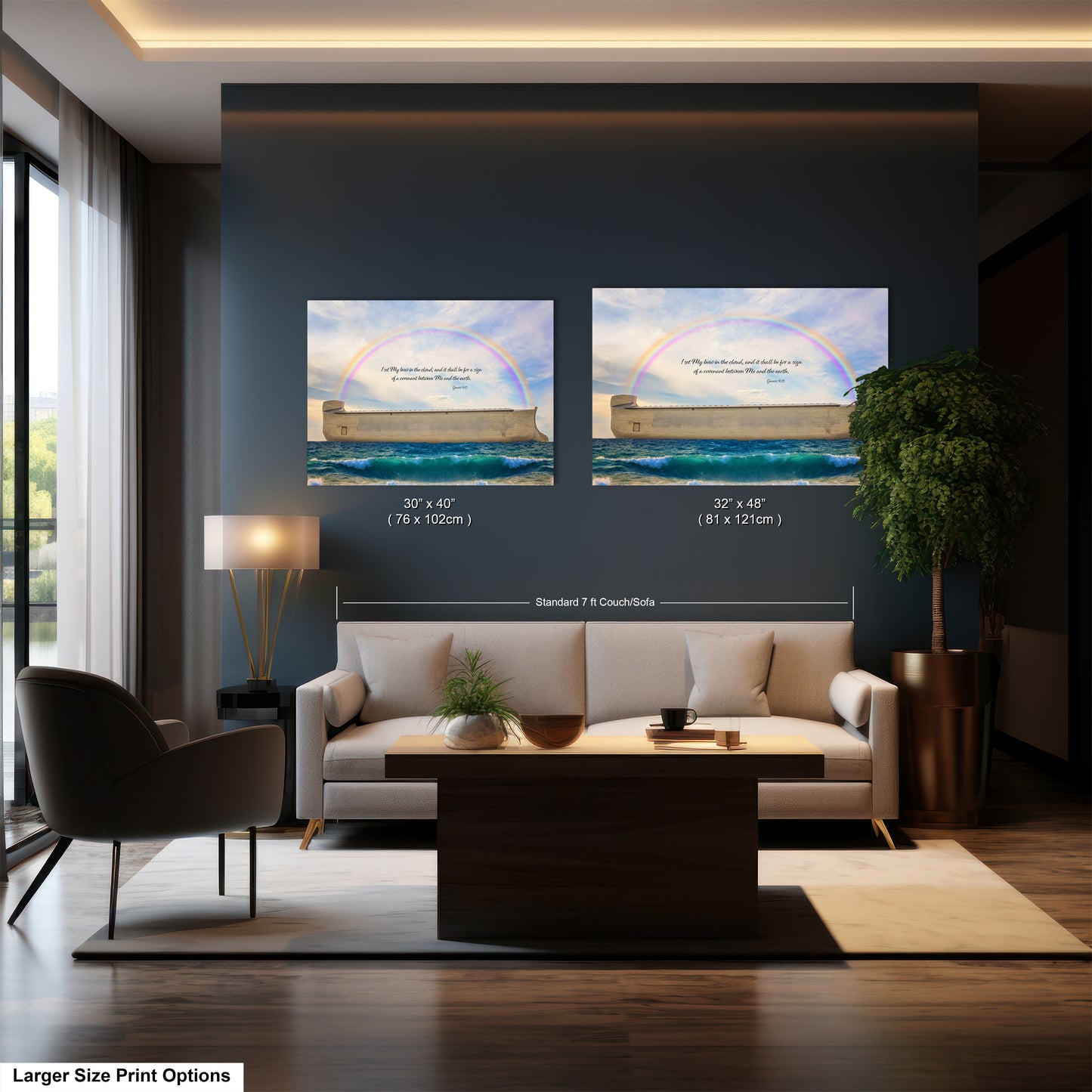 a living room filled with furniture and a painting on the wall