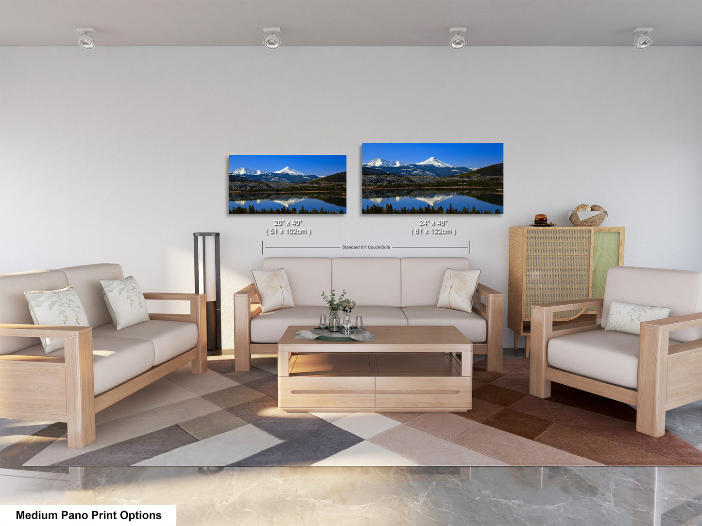 a living room filled with furniture and a painting on the wall