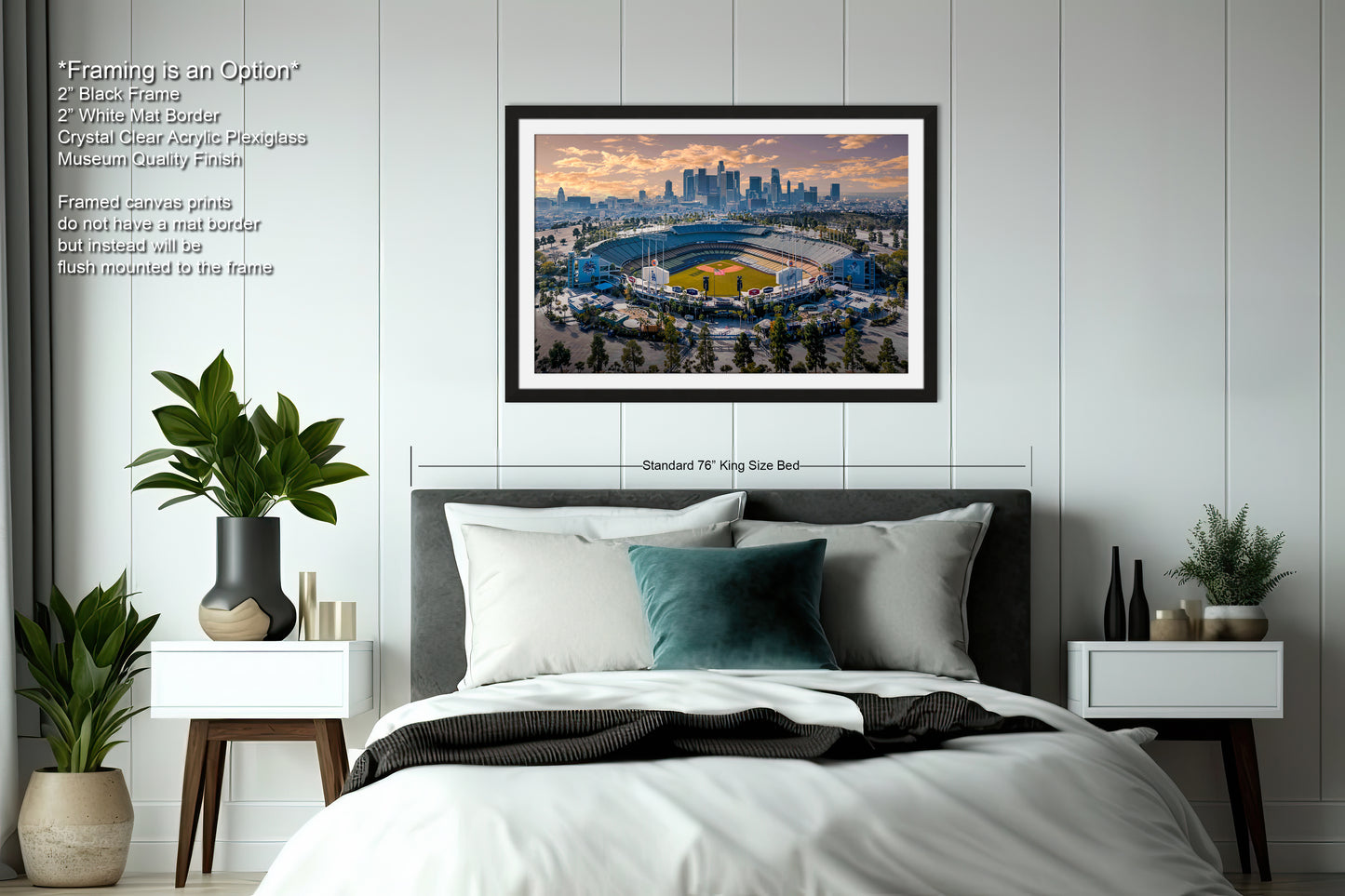 a picture of a bedroom with a view of a stadium
