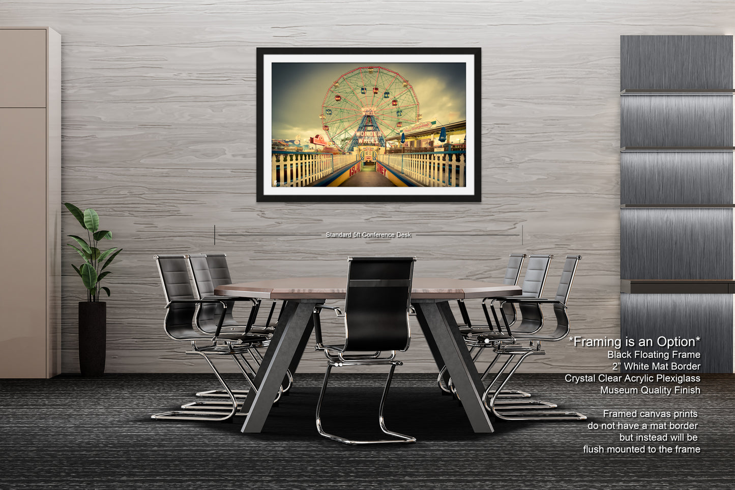 a picture of a ferris wheel in a dining room