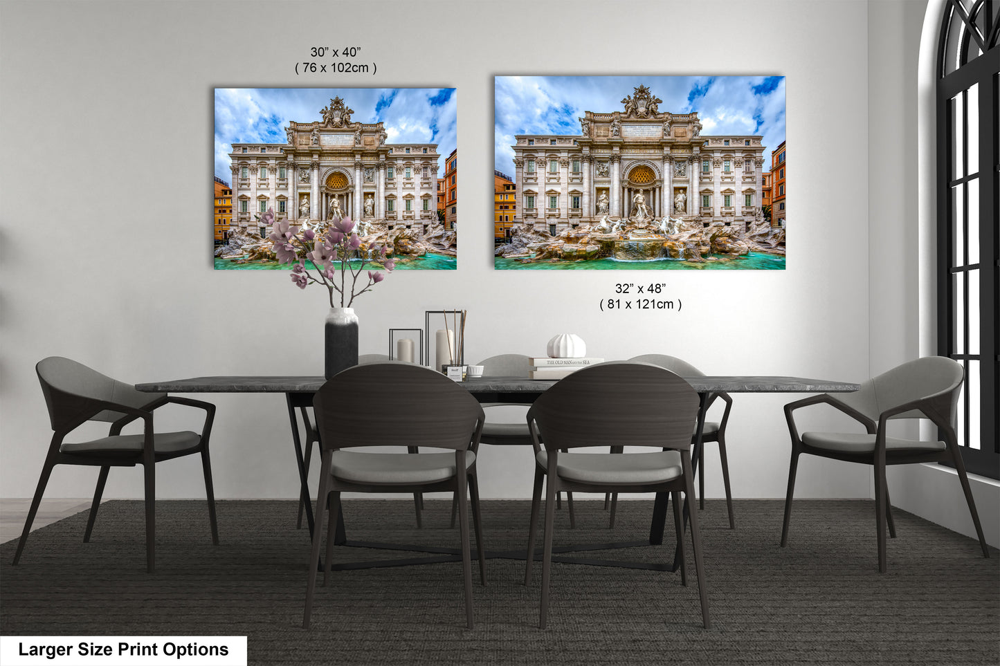 a dining room with a table and chairs