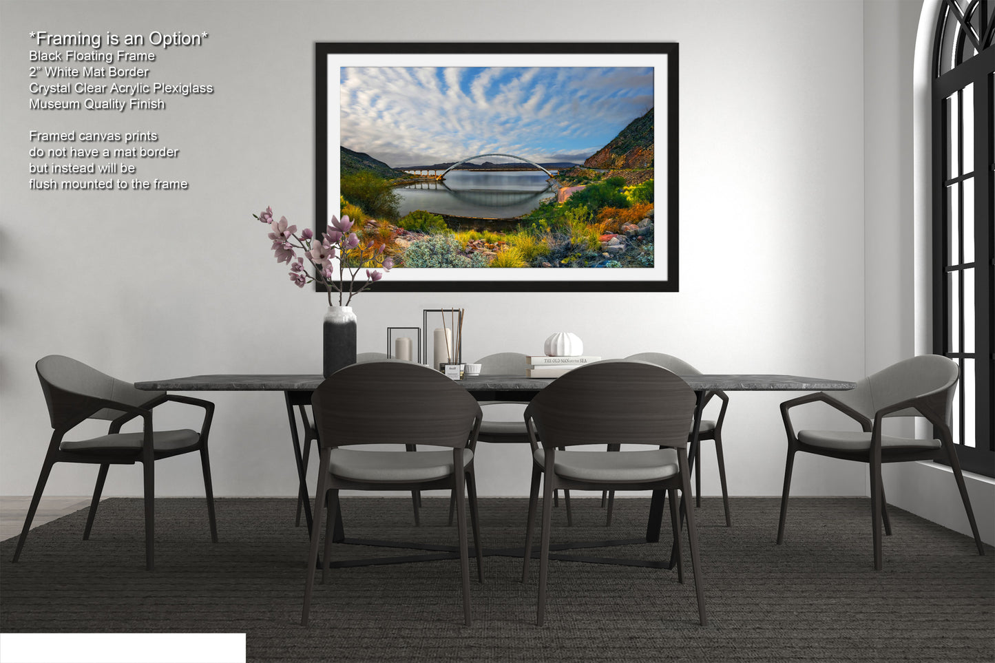 a picture of a dining room with a table and chairs