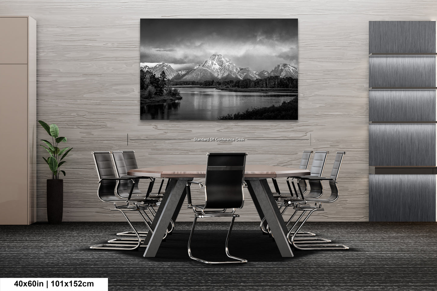 a black and white photo of a table and chairs