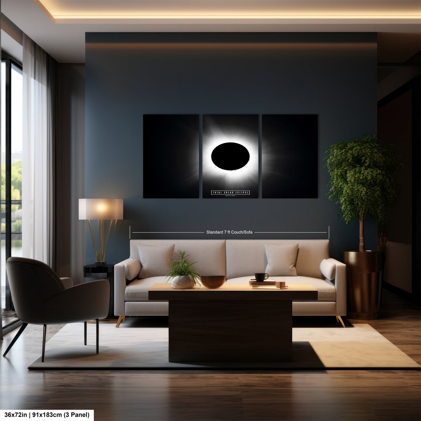 a living room filled with furniture and a painting on the wall