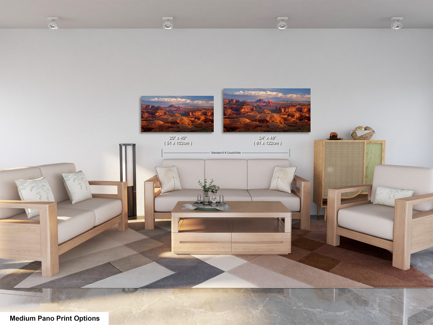 a living room filled with furniture and a painting on the wall