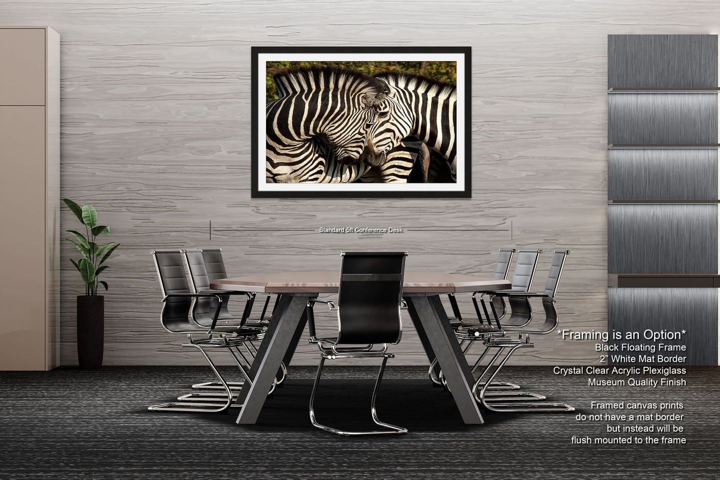 a picture of two zebras standing next to each other