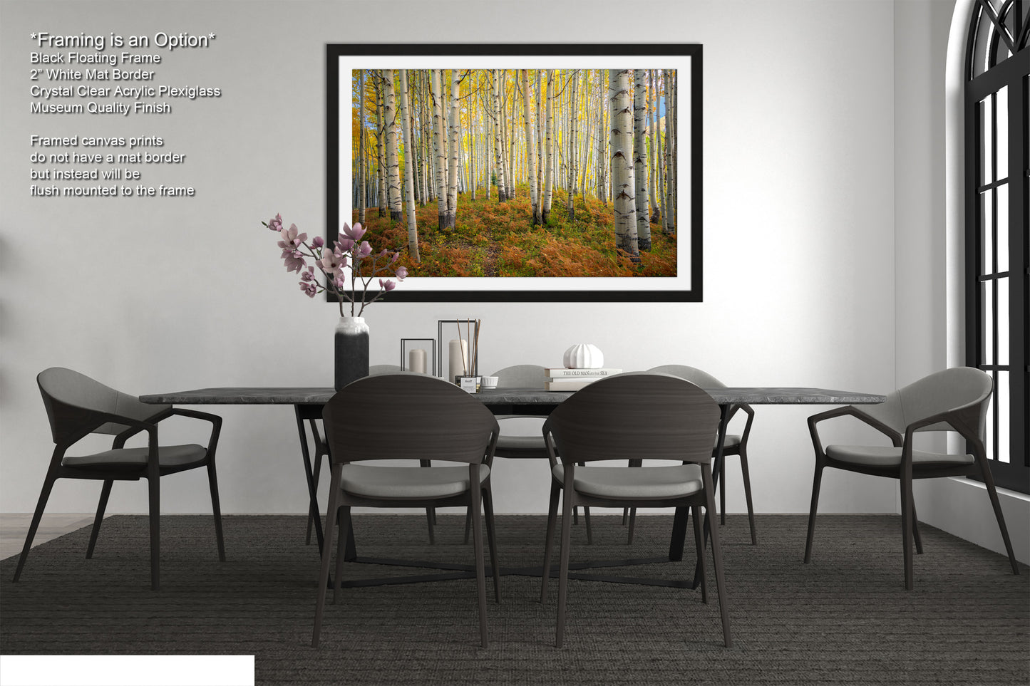 a picture of a dining room with a table and chairs