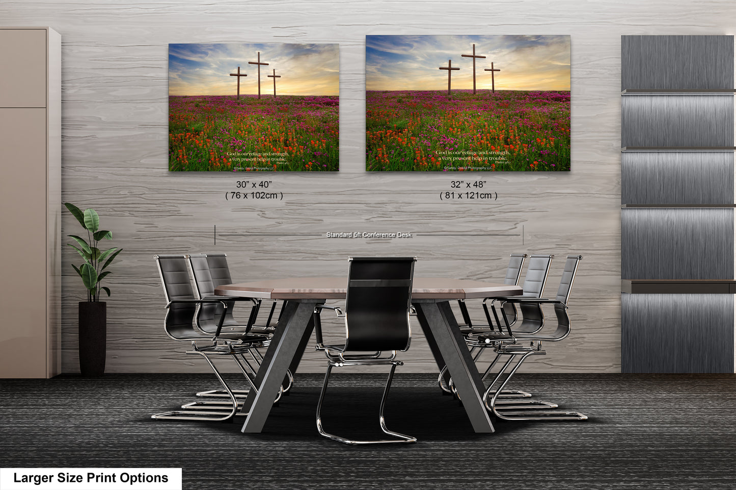 a dining room table with chairs in front of it