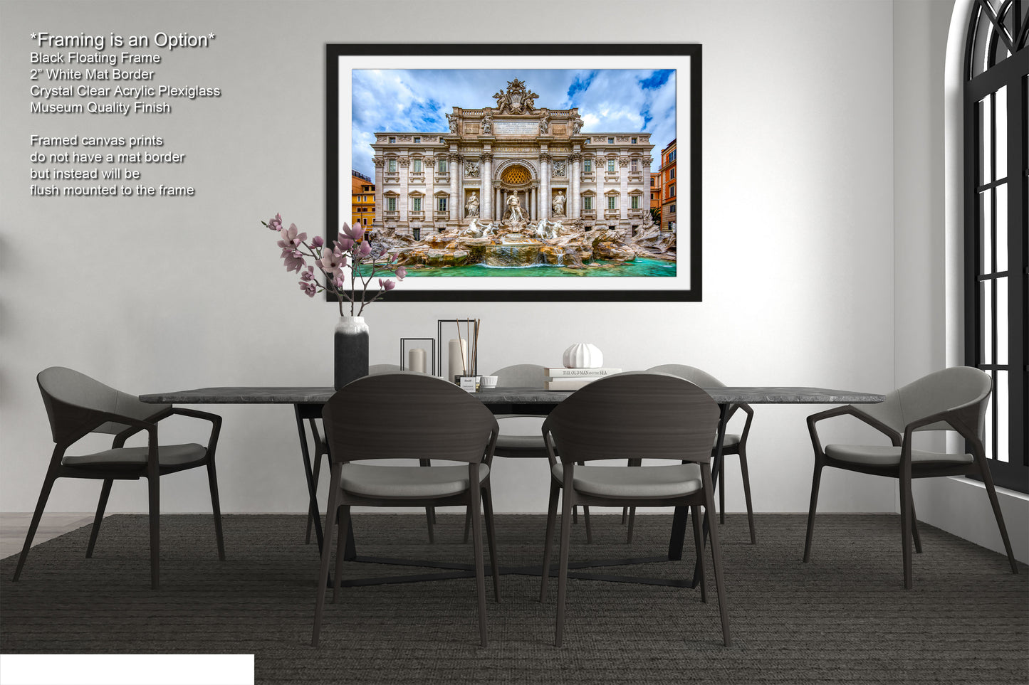 a picture of a dining room with a table and chairs