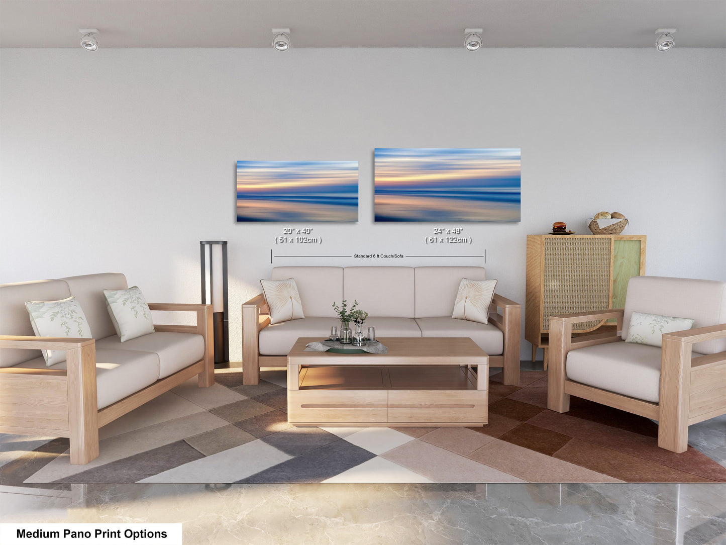a living room filled with furniture and a painting on the wall