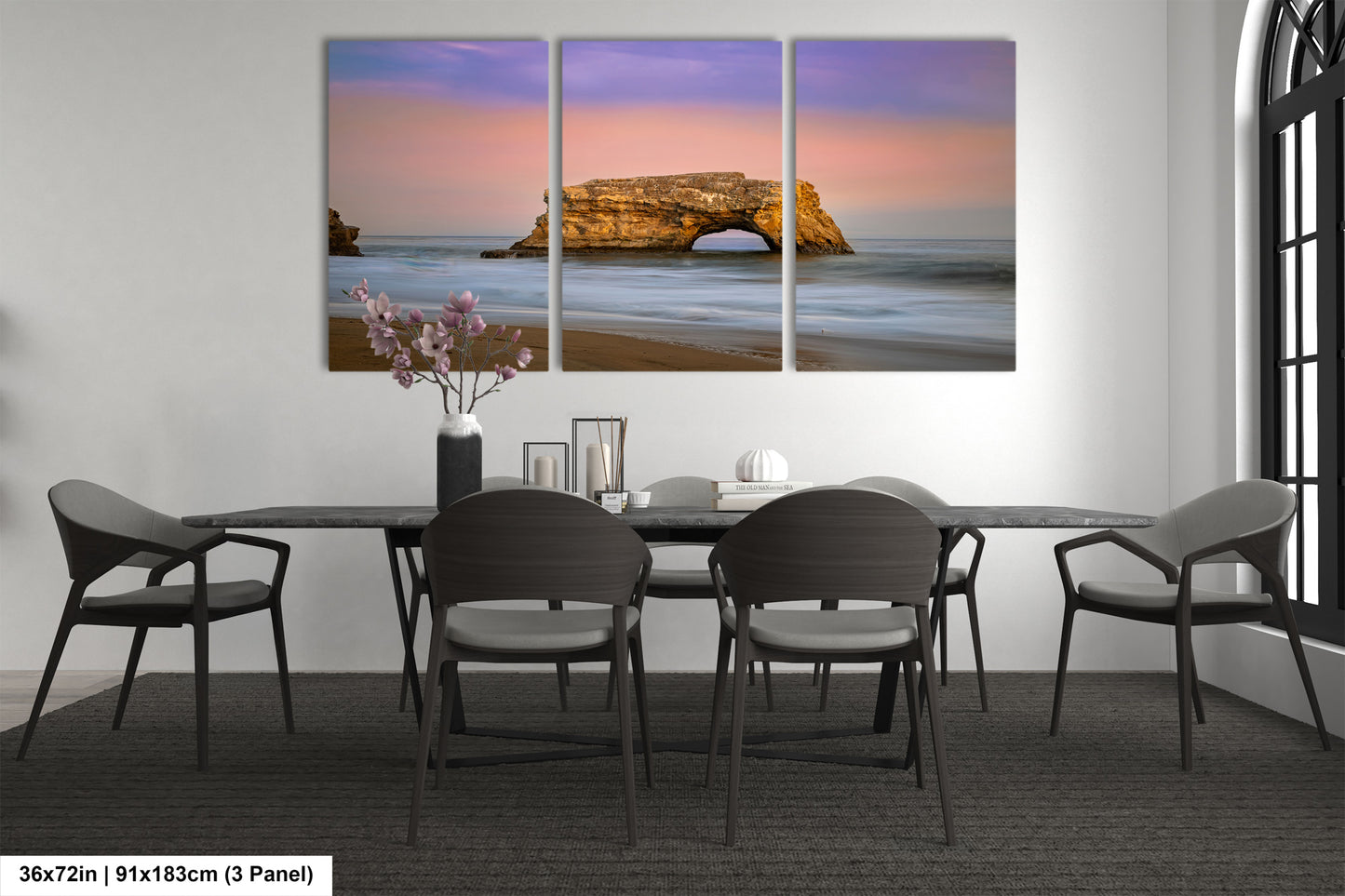 a dining room with a table and chairs