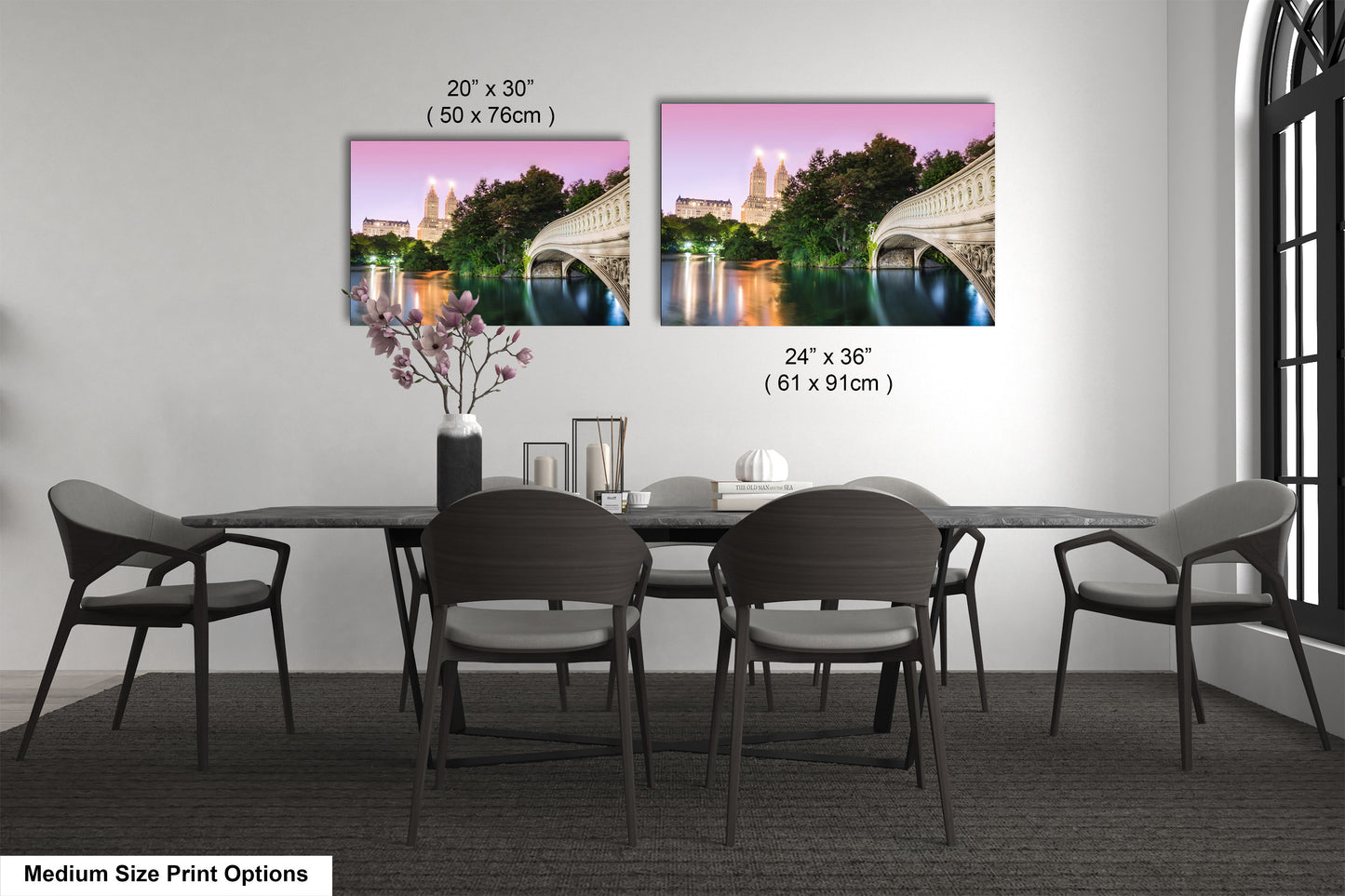 a dining room with a table and chairs