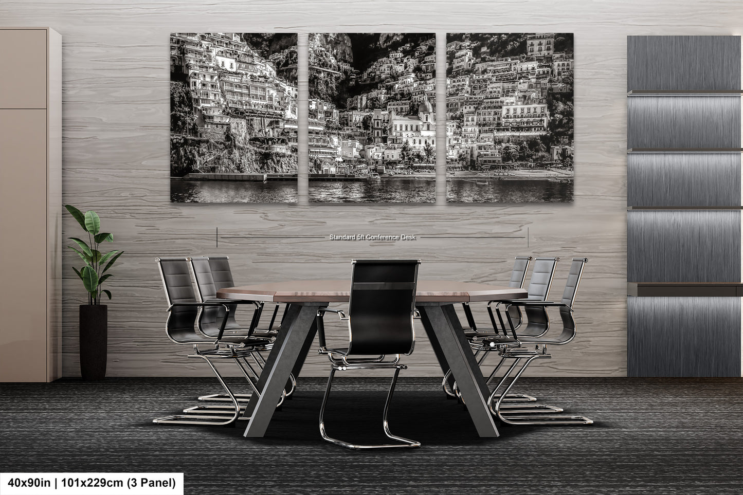 a black and white photo of a table and chairs