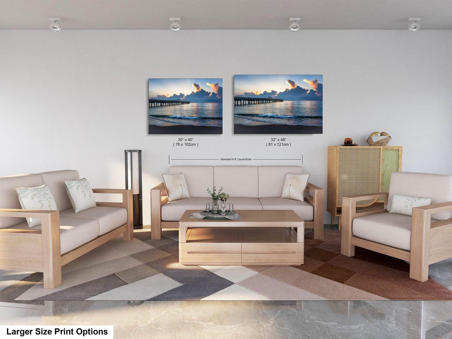 Sunrise at Lake Worth Beach and Pier Photograph Fine Art Print Canvas Acrylic Metal Wall Decor
