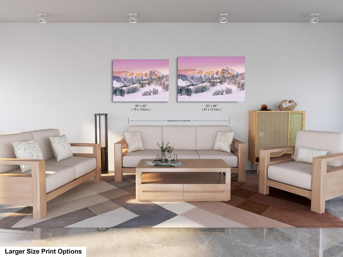 Snow Capped Mountains Sunrise Landscape Winter Print/Canvas/Acrylic/Metal