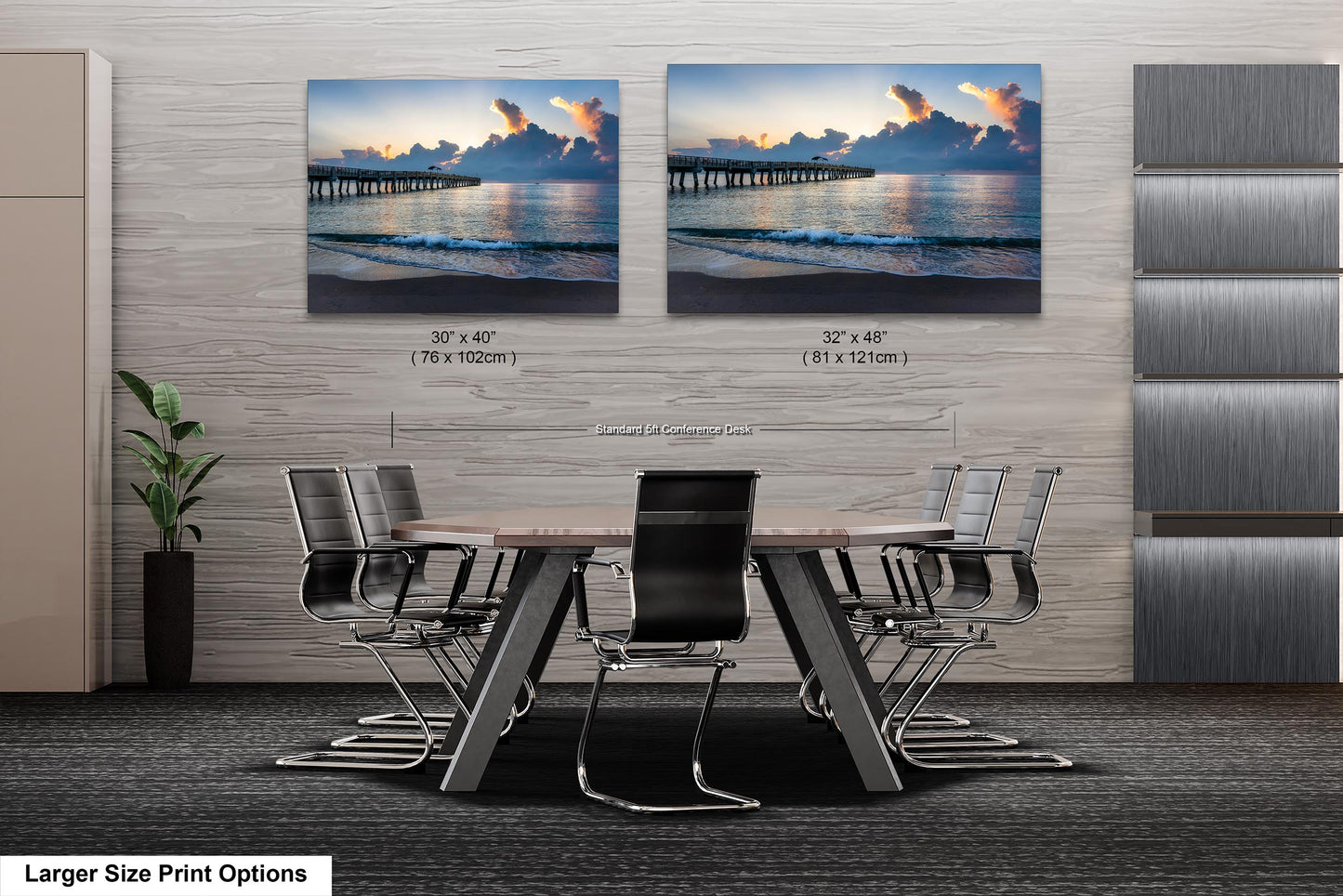 Sunrise at Lake Worth Beach and Pier Photograph Fine Art Print Canvas Acrylic Metal Wall Decor