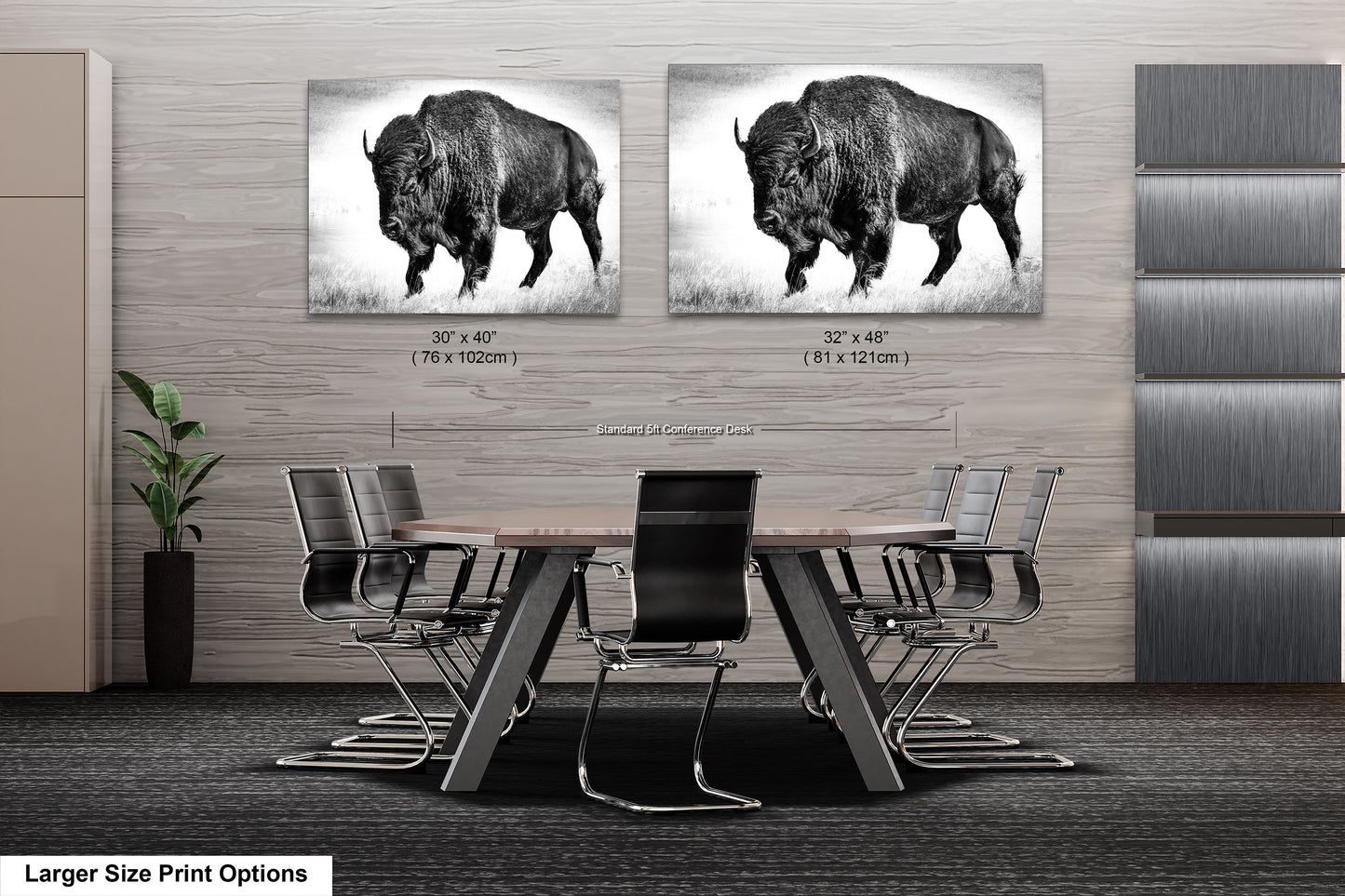American Buffalo Original Canvas Art | Bison Canvas Print Wall Art | Buffalo Home and Office Art Print Wall Decor | Black & White Print