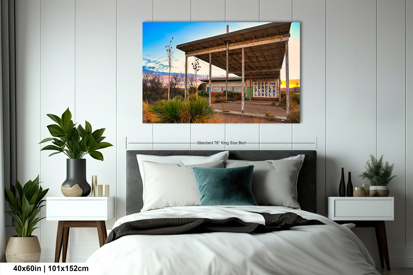 Abandoned Gas Station Mural Art Print | Lobo Texas Ghost Town Landscape | Desert Americana Wall Decor | Keep the Lonely Places Lonely