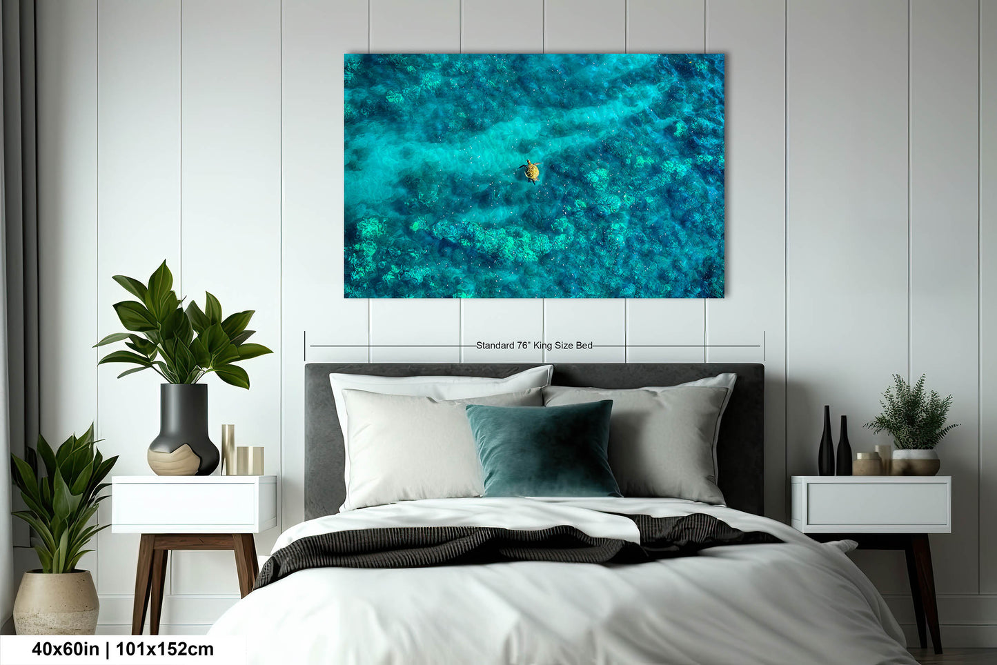 Sea Turtle Wall Art - Aerial Ocean Photography Print, Tropical Underwater Decor, Marine Life Artwork for Coastal Homes