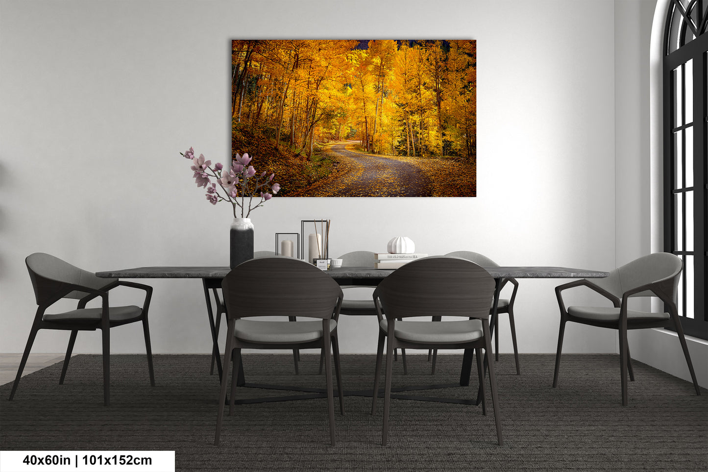 Colorado Aspens, Curvy road, autumn color, Little Cimarron Valley, Rocky Mountains, golden leaves, Photography wall art