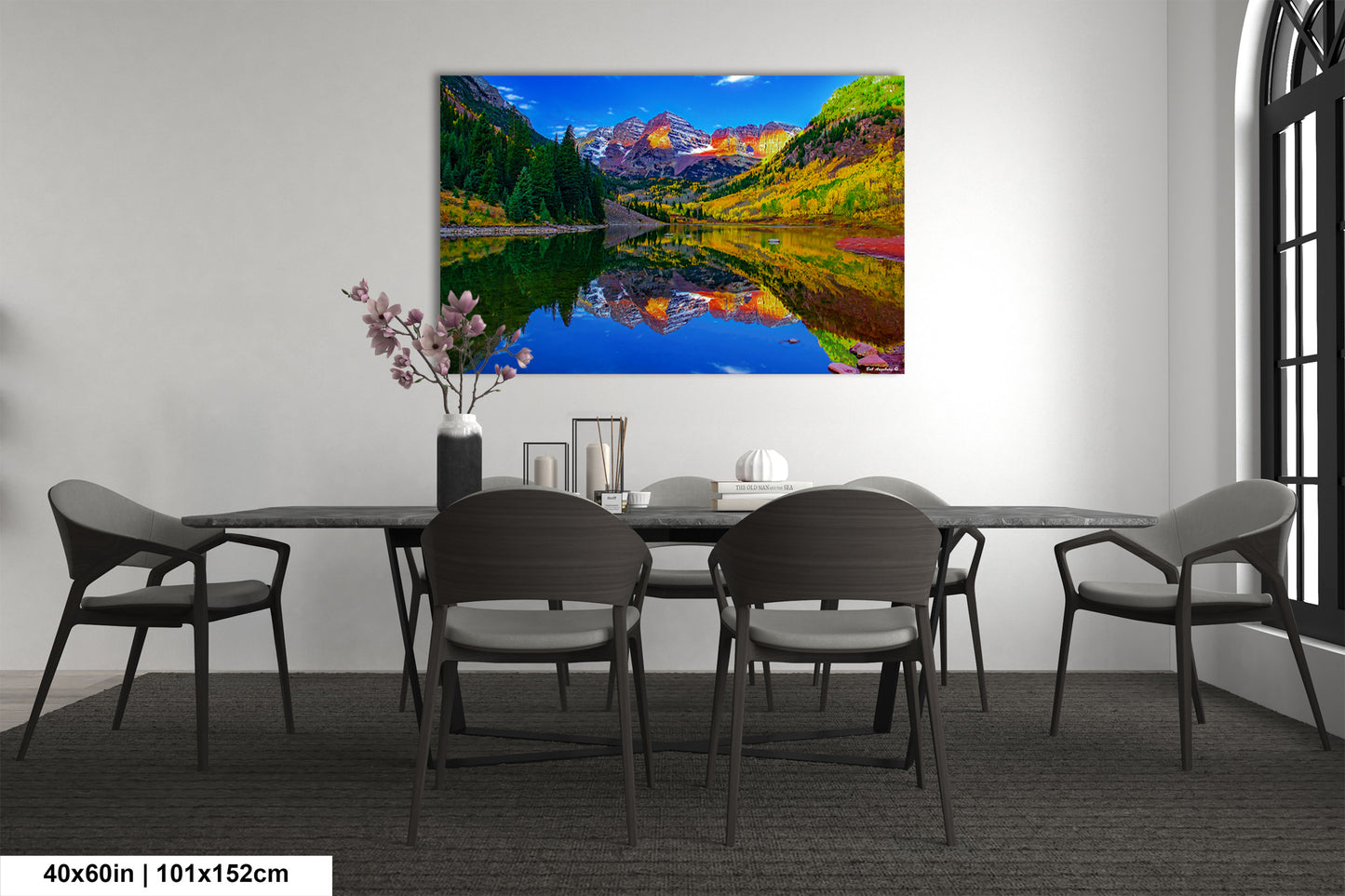 Maroon Bells canvas print, Colorado wall art, autumn colors, sunrise picture, Aspen autumn, nature photography, mountain wall art