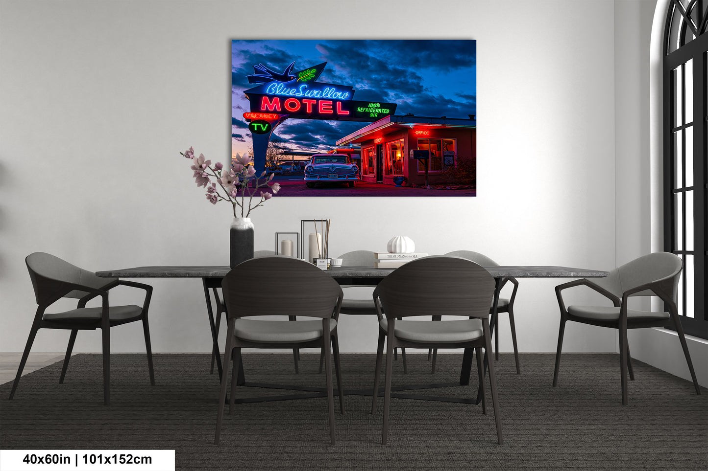Route 66 Sign - Blue Swallow Motel - Iconic Route 66 Photo: Americana Neon Sign Photography Print - New Mexico Road Trip Wall Art