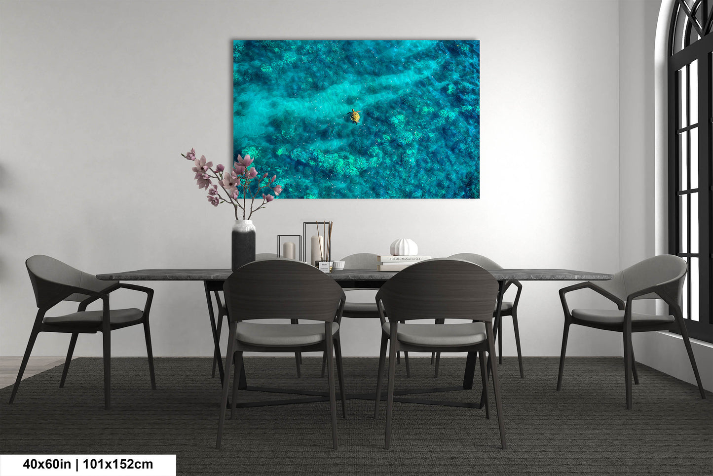 Sea Turtle Wall Art - Aerial Ocean Photography Print, Tropical Underwater Decor, Marine Life Artwork for Coastal Homes