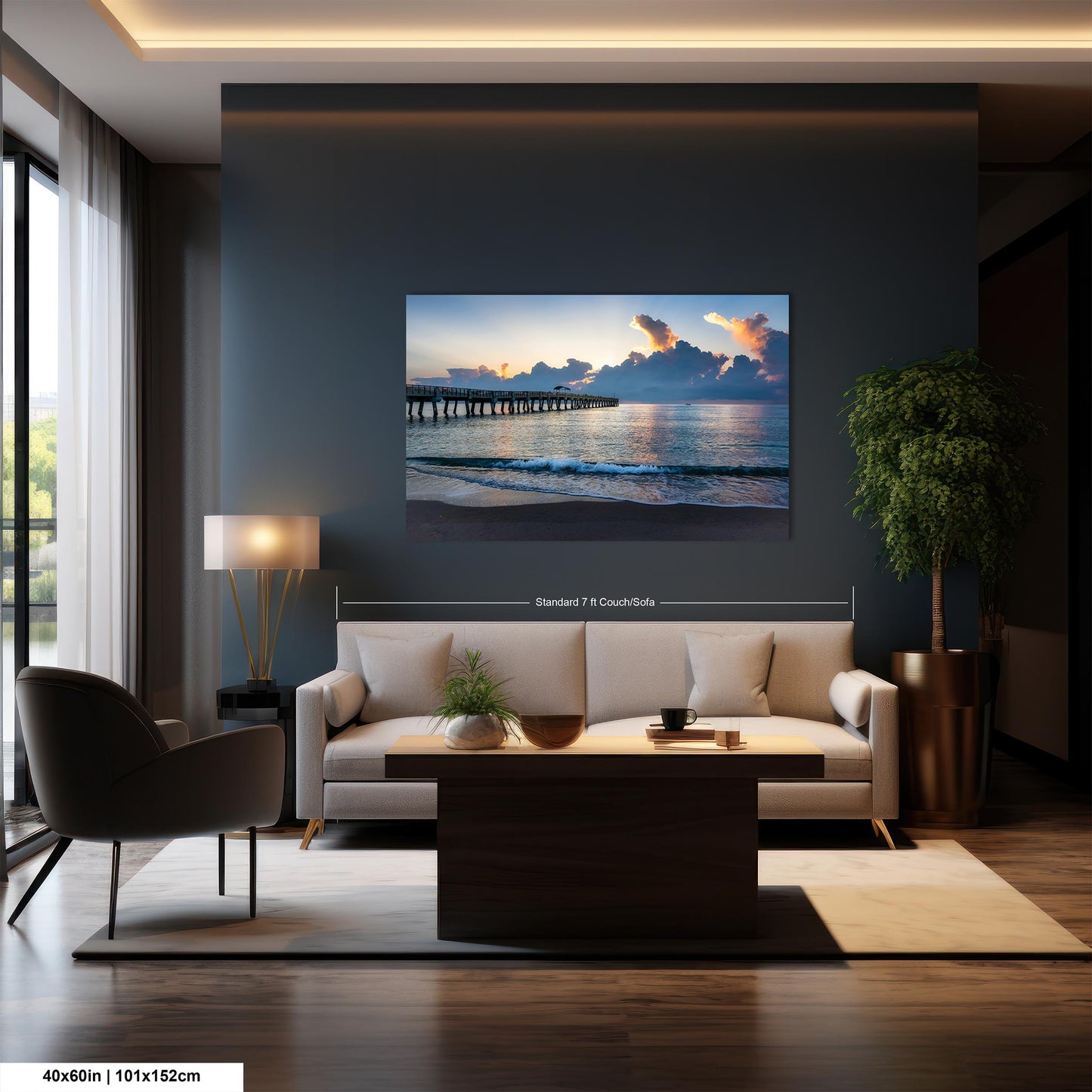 Sunrise at Lake Worth Beach and Pier Photograph Fine Art Print Canvas Acrylic Metal Wall Decor