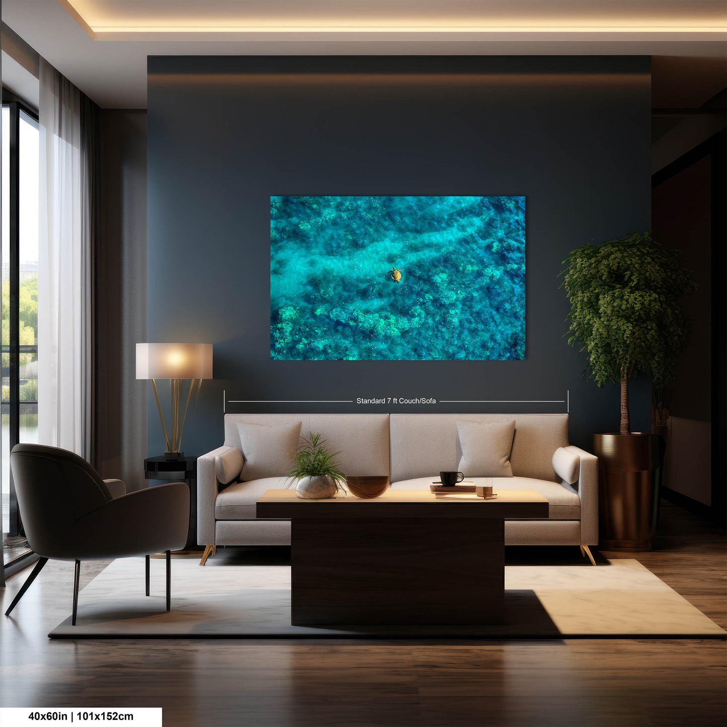 Sea Turtle Wall Art - Aerial Ocean Photography Print, Tropical Underwater Decor, Marine Life Artwork for Coastal Homes