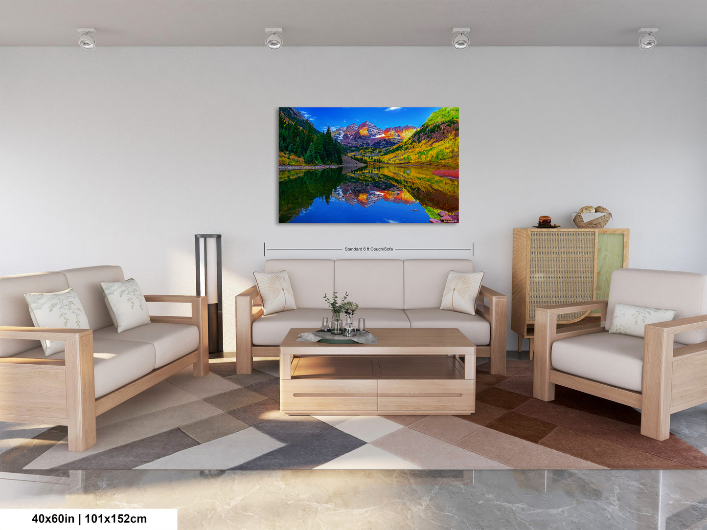 Maroon Bells canvas print, Colorado wall art, autumn colors, sunrise picture, Aspen autumn, nature photography, mountain wall art