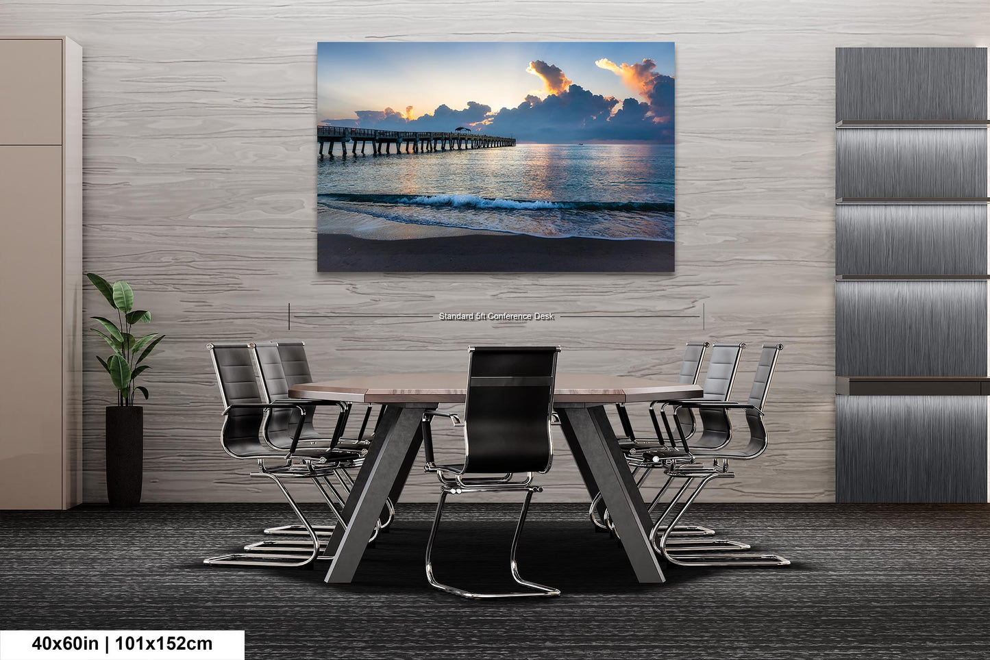 Sunrise at Lake Worth Beach and Pier Photograph Fine Art Print Canvas Acrylic Metal Wall Decor