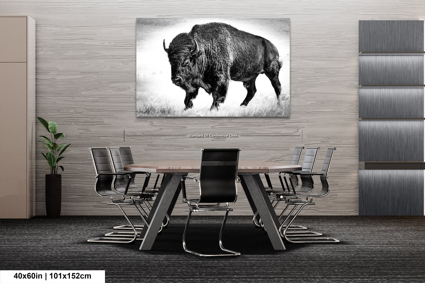 American Buffalo Original Canvas Art | Bison Canvas Print Wall Art | Buffalo Home and Office Art Print Wall Decor | Black & White Print