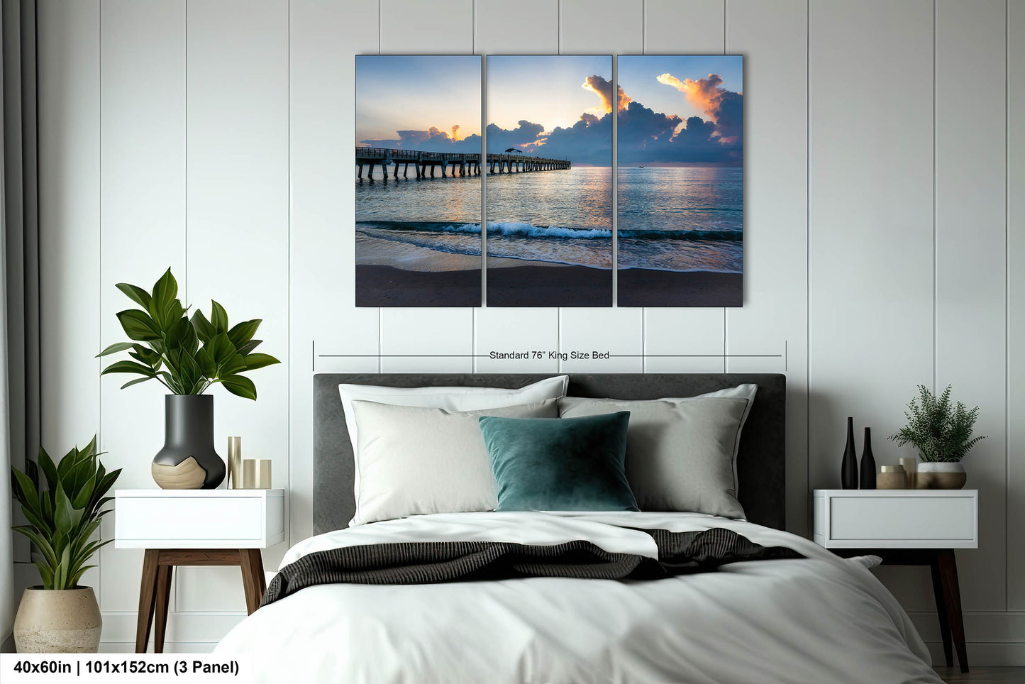Sunrise at Lake Worth Beach and Pier Photograph Fine Art Print Canvas Acrylic Metal Wall Decor