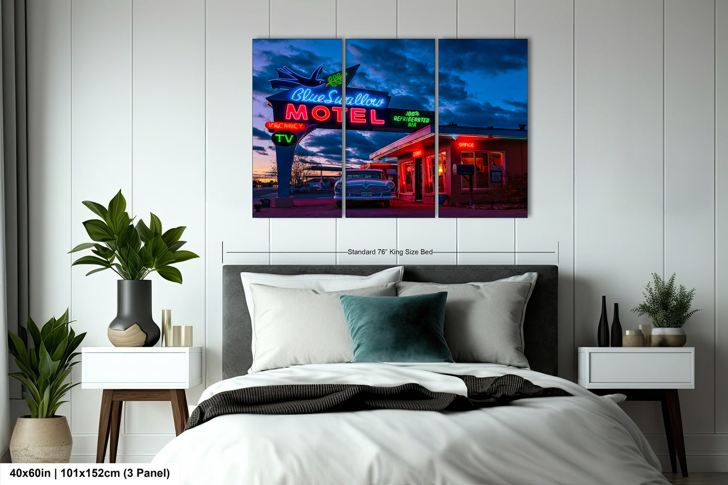 Route 66 Sign - Blue Swallow Motel - Iconic Route 66 Photo: Americana Neon Sign Photography Print - New Mexico Road Trip Wall Art