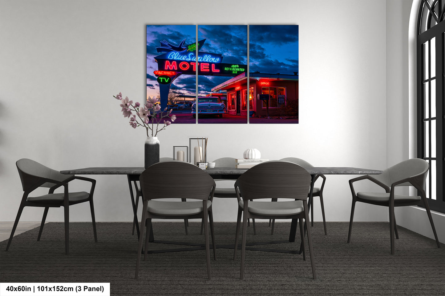 Route 66 Sign - Blue Swallow Motel - Iconic Route 66 Photo: Americana Neon Sign Photography Print - New Mexico Road Trip Wall Art