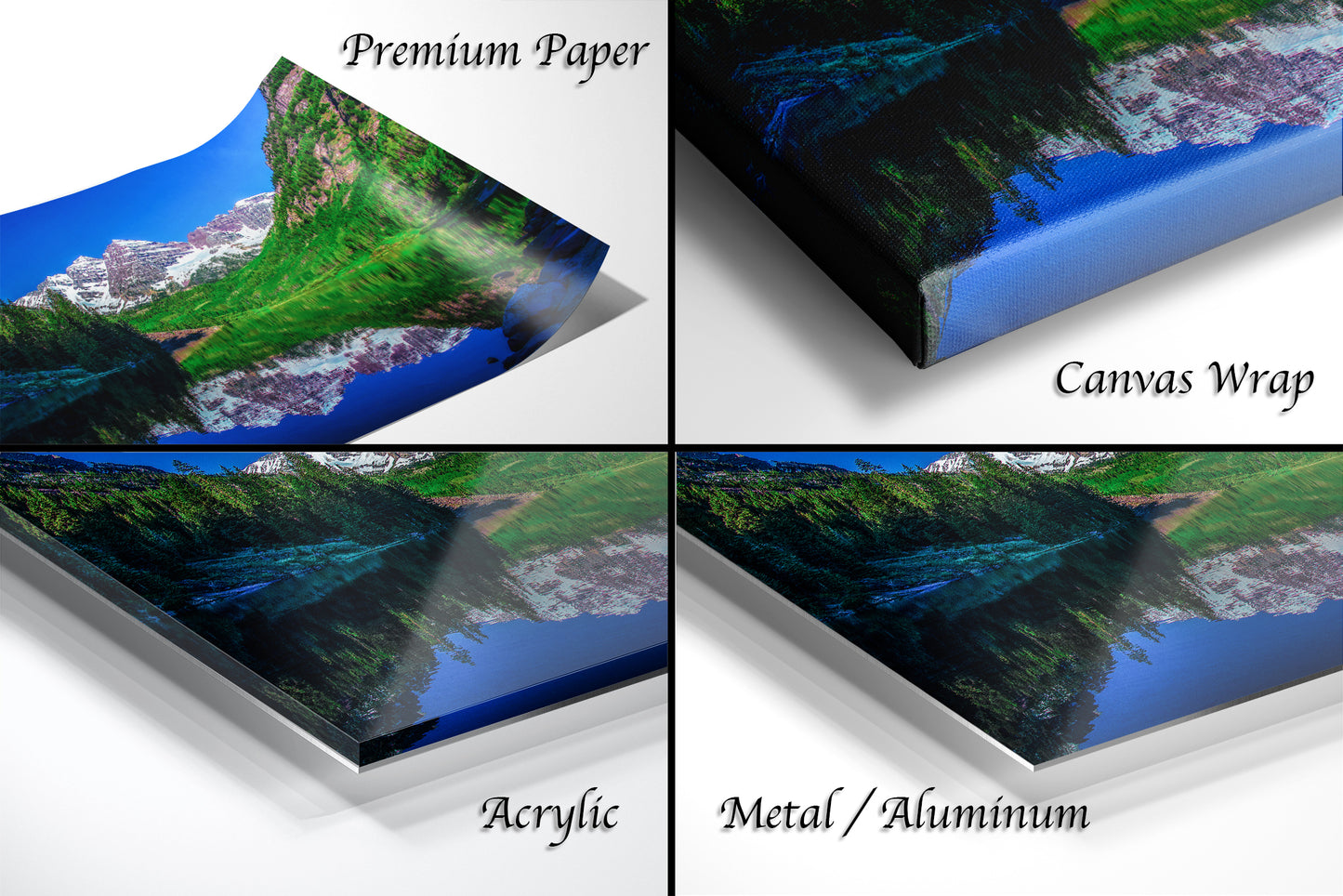Reflections of Maroon Bells in spring, Aspen Colorado artwork, mountain lake, nature wall art, triptych, office decor,