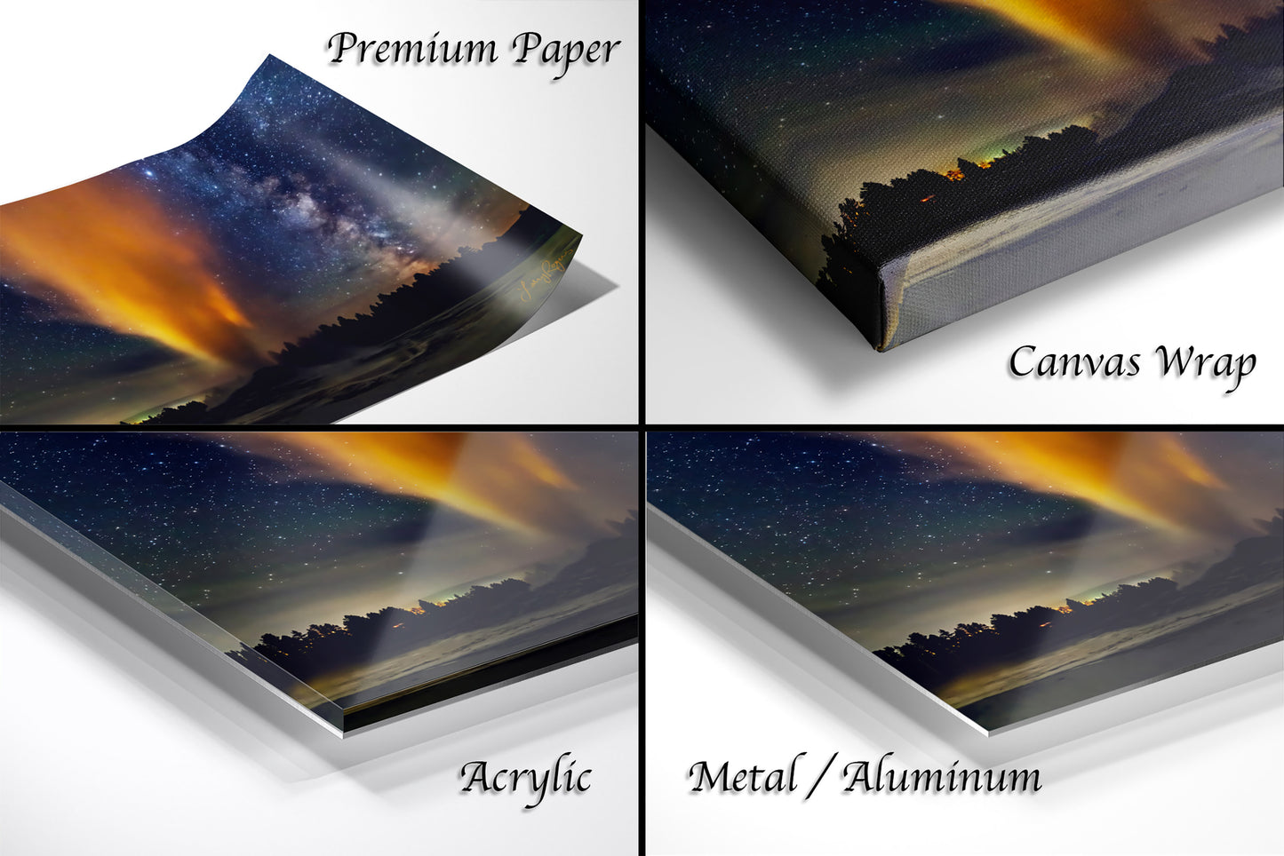 Starry Night in Yellowstone, Night Sky, Milky Way, Living Room, Bedroom, Office, Dorm, Canvas, Metal, Acrylic, Paper Print