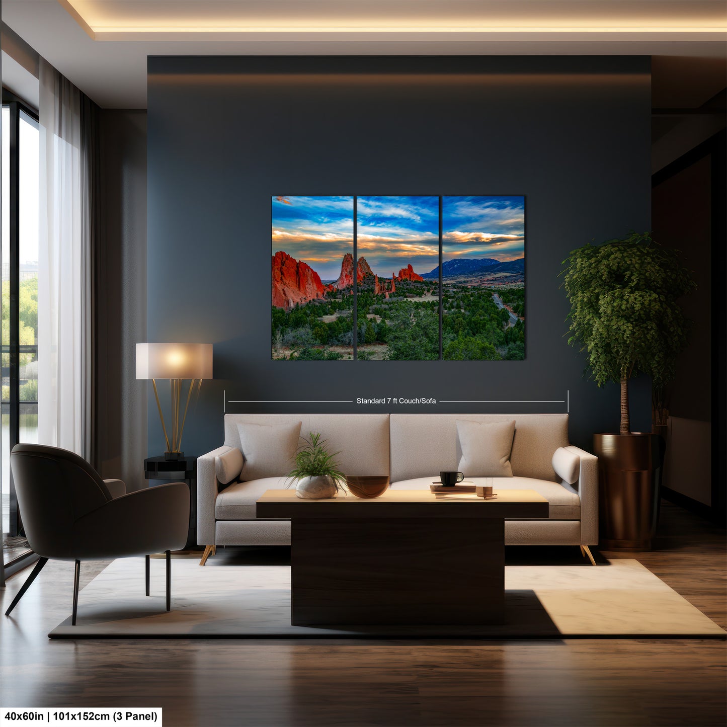 Colorado Springs Garden of the god's, landscape wall art, Garden of god's art, office decor, colorado gifts, triptych, mountain decor