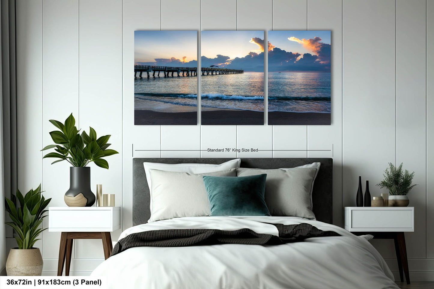 Sunrise at Lake Worth Beach and Pier Photograph Fine Art Print Canvas Acrylic Metal Wall Decor