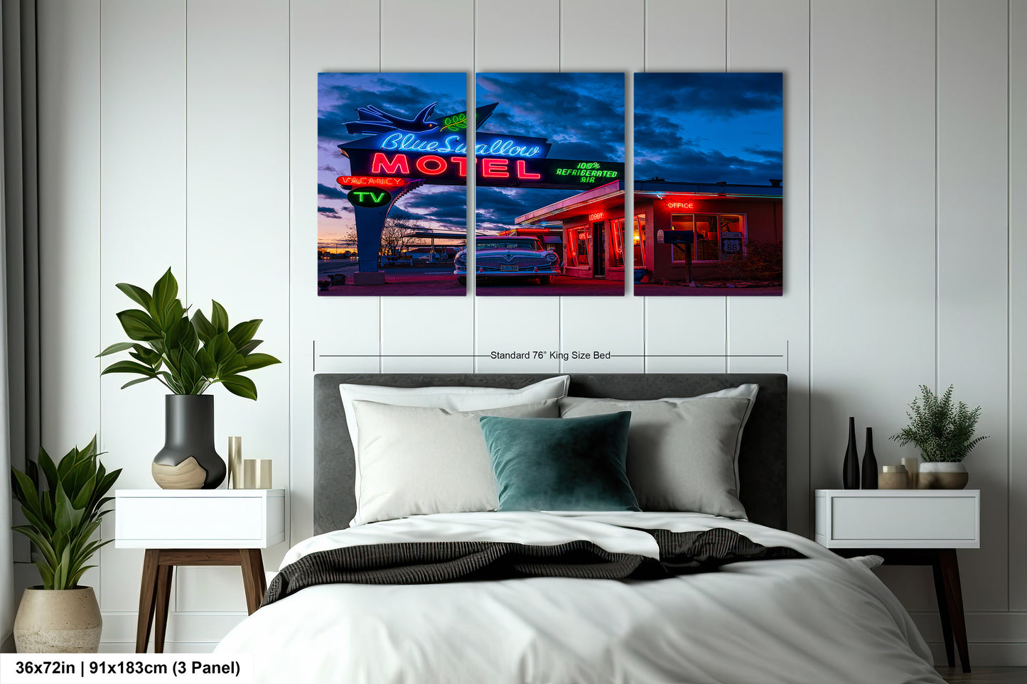 Route 66 Sign - Blue Swallow Motel - Iconic Route 66 Photo: Americana Neon Sign Photography Print - New Mexico Road Trip Wall Art