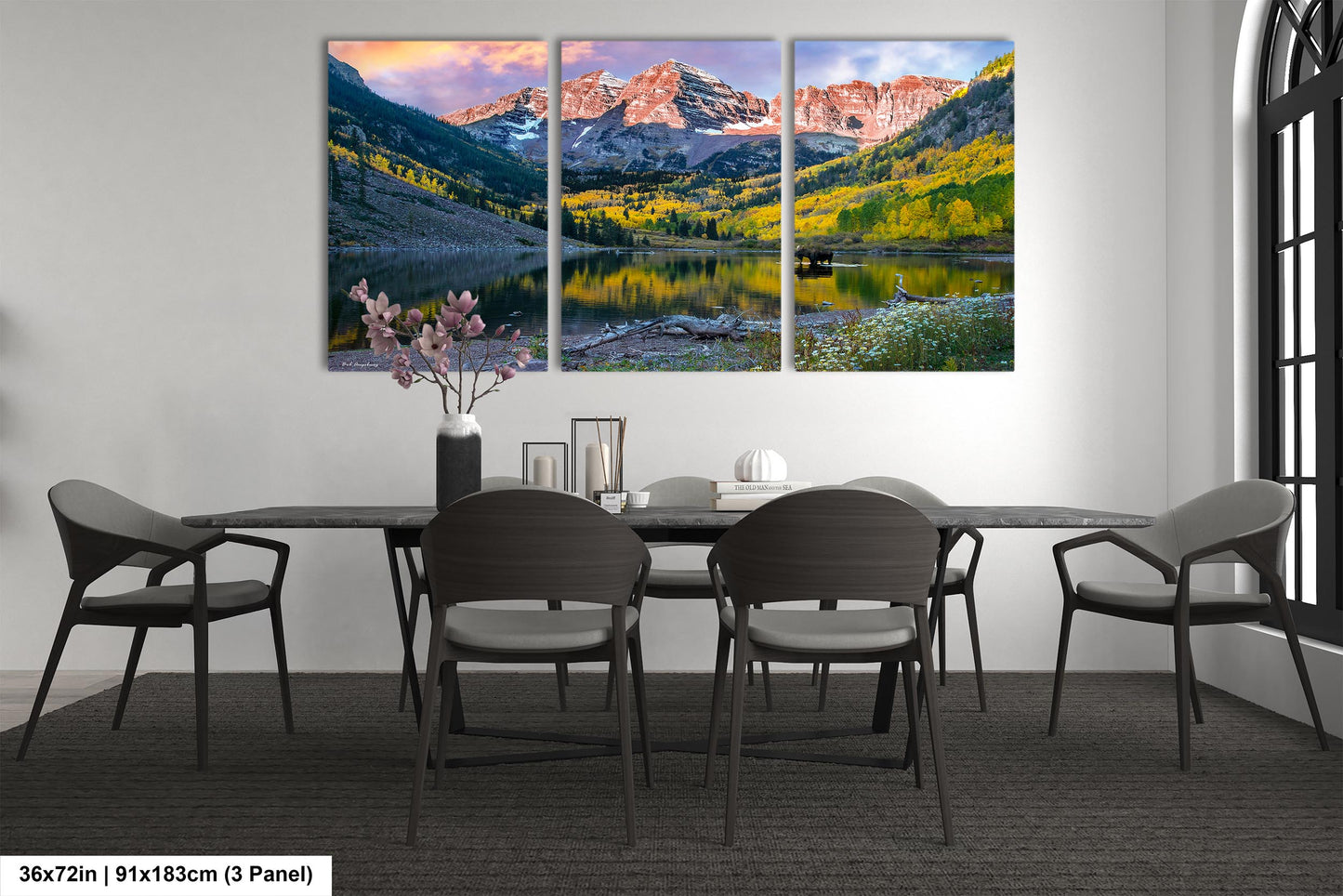 Maroon Bells with moose, Maroon Bells fall picture, Colorado aspens wall art, Autumn colors and mountains, Aspen Colorado landscape print