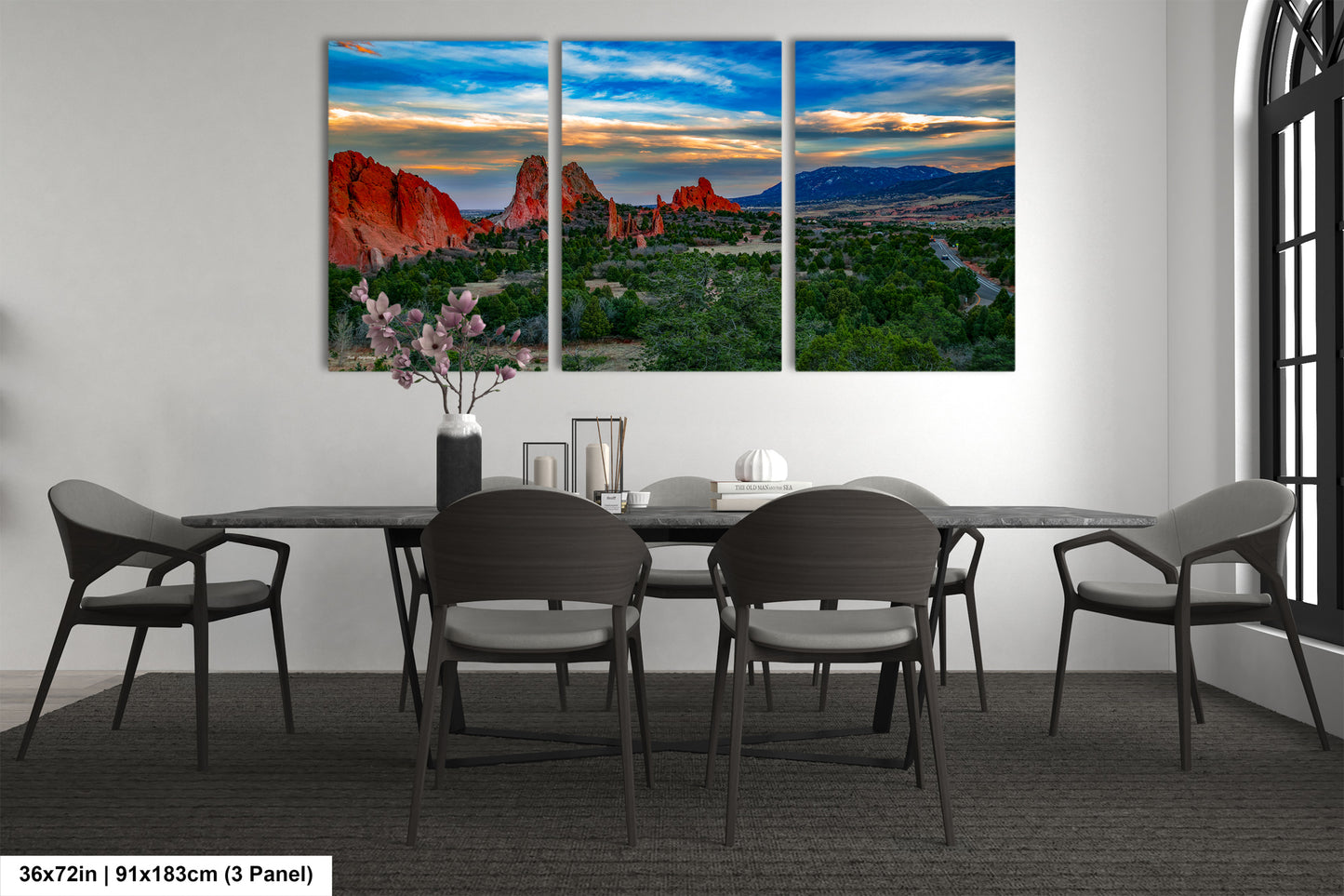 Colorado Springs Garden of the god's, landscape wall art, Garden of god's art, office decor, colorado gifts, triptych, mountain decor